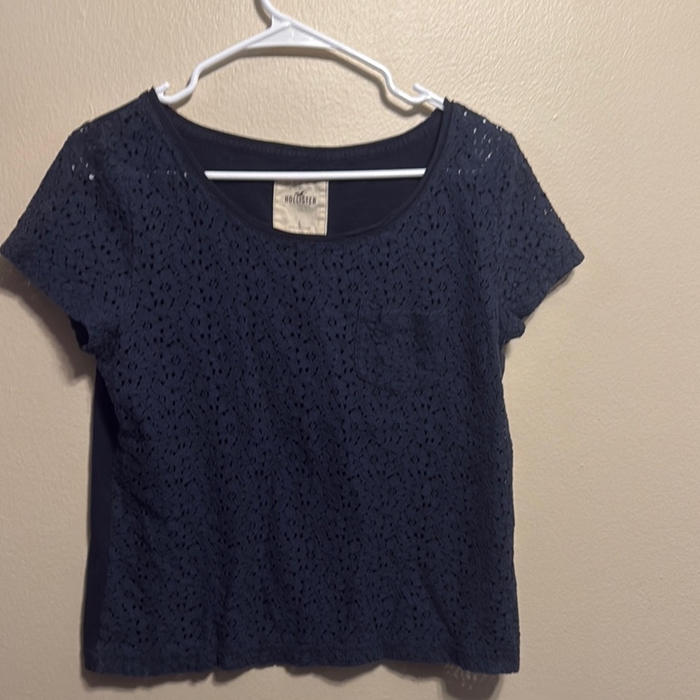Women's Navy Lace Top